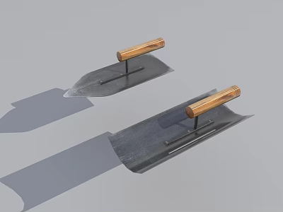 Durable Hardware Tools Trowels With Wooden Handles And Metal Blades For Construction 3d model