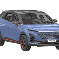 Blue CHERY SUV Featuring Red Accents Black Roof And Modern Front Grille Design