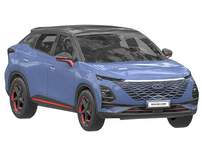 Blue CHERY SUV Featuring Red Accents Black Roof And Modern Front Grille Design 3d model