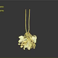 Stylish Flower Shaped Pendant With Gold Chain And White Green Petals Decorative Design