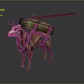 Mythical Green Gold Mechanical Bull Creature With Skeleton Head Metal Armor And Red Sword