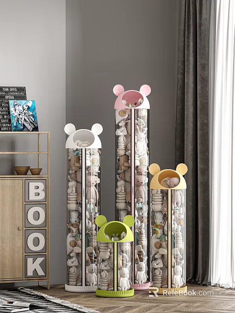 Colorful Mickey Ear Shaped Transparent Toy Storage Containers 3d model 