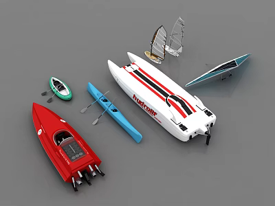 Various Yachts And Boats Displayed In Collection 3d model