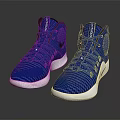 Blue High Top Lace Up Shoes With White Sole And Sporty Comfortable Design