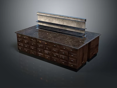Modern Storage Cabinet with Marble Top and Multiple Wooden Drawers for Home Organization 3d model