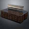 Modern Storage Cabinet with Marble Top and Multiple Wooden Drawers for Home Organization