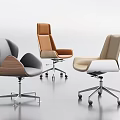 Stylish Modern Office Chairs Featuring Three Different Designs Wooden Armrests And Rolling Wheels