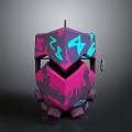 3D Designed Modern Tech Equipment With Pink Blue Geometric Patterns And Angular Structure