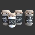 Glass Jars With Labels For Bakery Items Like Cupcake Muffins 3d model