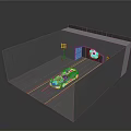Silver Sports Car Parked In Modern Garage With Lighting And Interior Setup