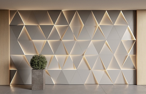 Modern background wall triangle shape background wall 3d model