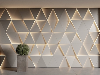 Modern background wall triangle shape background wall 3d model