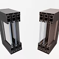 Black And Brown Window Frame Profiles With Internal Structure And Glass Panels 3d model