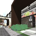 Modern Chinese Courtyard Architecture With Wooden Lattice Walls Green Plants And Terrace