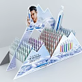 ALBION 2023 New Spring Summer Products Display Stand With Colored Items And Snow Mountain Background