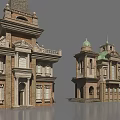 Classic European Architecture with Ornate Domes Towers and Balconies in Architectural Model