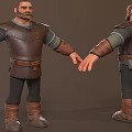 Medieval Male Characters With Sapling And Tree Stump On Rocky Natural Platform