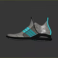 Gray Sporty Sneakers With Blue Stripes Textured Upper And Modern Design
