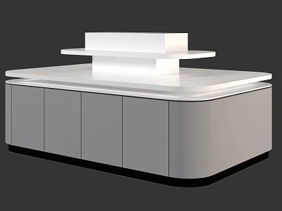 Modern Display Cabinet With White Countertop And Gray Storage Cabinet Tiered Design 3d model