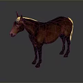Realistic Detailed Brown Horse Standing In Side View On Gray Background