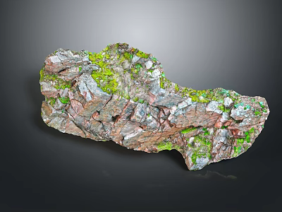 Natural Rock Formation With Green Moss And Various Colored Textures For Landscape Scenery 3d model