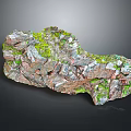 Natural Rock Formation With Green Moss And Various Colored Textures For Landscape Scenery