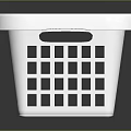 White Plastic Storage Basket Featuring Grid Pattern And Handles For Home Organization 3d model