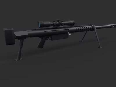 Modern Black Sniper Rifle with Telescopic Sight Bipod and Ventilated Barrel 3d model