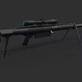 Modern Black Sniper Rifle with Telescopic Sight Bipod and Ventilated Barrel