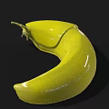 Yellow 3D Snail Model With Shiny Body And Antennae On Black Background