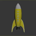 Yellow Rocket Model With Silver Top Blue Details And Space Exploration Elements 3d model