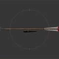 Traditional Bow And Arrow Weapon With Wooden Frame And Red Tipped Arrowhead Design