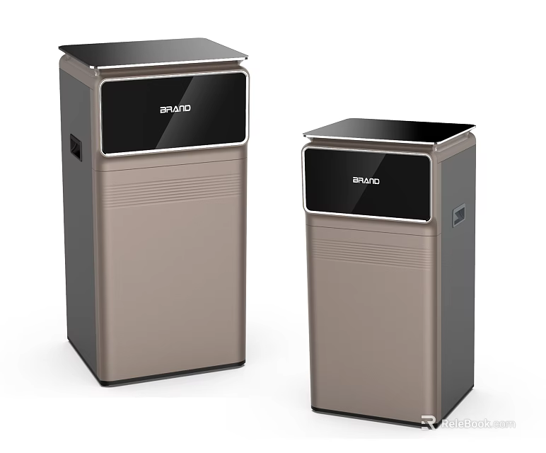 DAWEI Modern Vertical Refrigerator and Freezer with Metallic Champagne Finish and Sleek Black Top 3d model 
