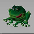 Cartoon Green Frog Character With Blue Eyes And Red Tongue Playful Toy Figure