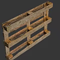 Rustic Vintage Wooden Pallets Structure With Weathered Planks And Blocks 3d model