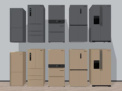 Stylish Refrigerators And Freezers In Multiple Colors With Modern Designs 3d model