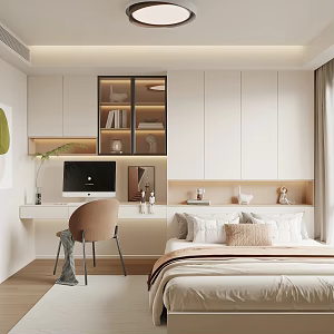 Cream style tatami bedroom 3d model
