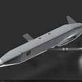 Military Missile With Gray Fuselage White Nose Cone Aerodynamic Wings And Stabilizing Tail Fins