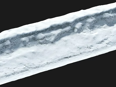 Snowy Landscape With Tire Tracks On White Ground And Black Background 3d model