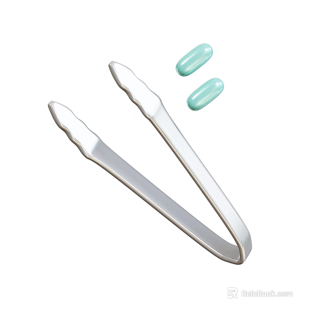 Silver Kitchen Tongs With Light Green Silicone Caps For Food Handling 3d model 