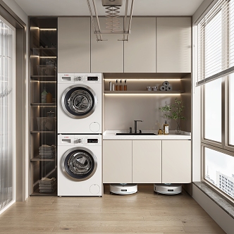 modern home balcony washing machine cabinet 3d model