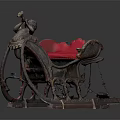 Vintage Children's Play Equipment With Red Cushion And Carved Rocking Chair Design