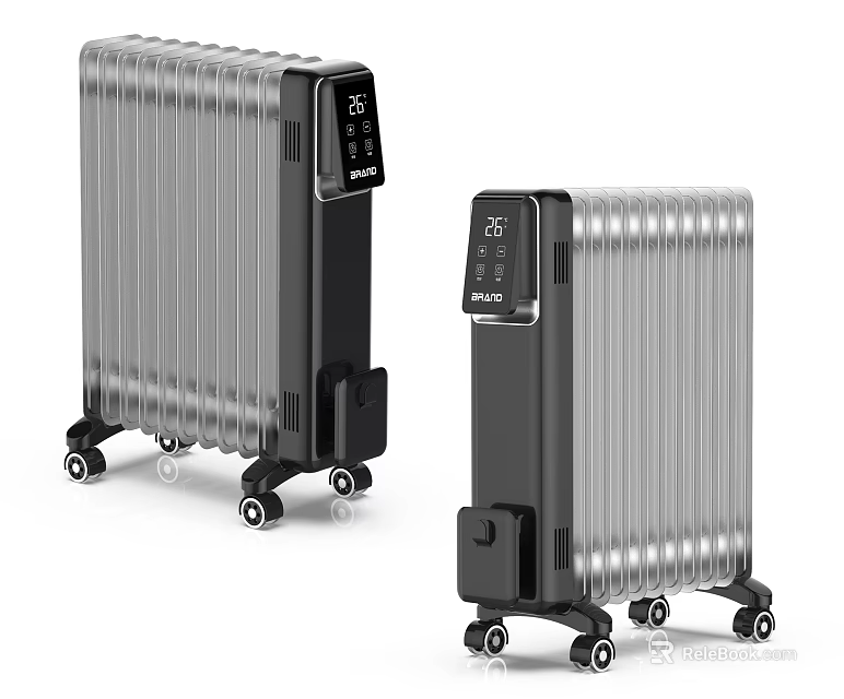 Meito Oil Filled Electric Heaters With Digital Display And Rolling Wheels 3d model 