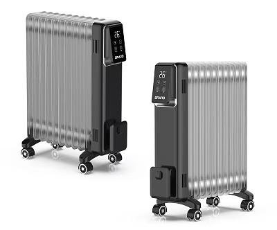 Meito Oil Filled Electric Heaters With Digital Display And Rolling Wheels 3d model