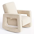 Modern Beige Fabric Leisure Chair With Square Arms And Clean Lines Design