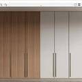Modern Wardrobe Design Featuring Wooden And White Panel Doors With Metal Handles