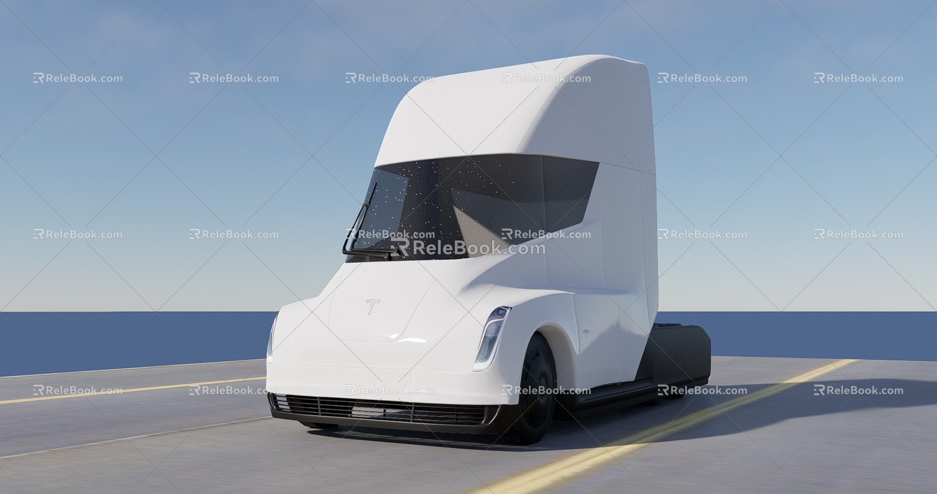 Hyundai car Tesla electric car semi-trailer truck 3d model