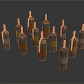 Multiple Cylindrical Weapon Components With Yellow Orange Gray Sections On Dark Surface