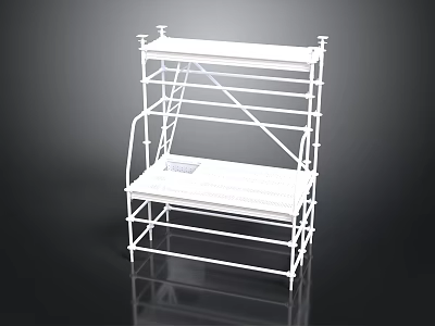 White Construction Scaffolding Equipment With Multi Level Metal Frame Platform And Safety Railings For Building 3d model
