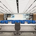 Modern monitoring room Command control room Dispatching command center Monitoring hall Command hall Office desks and chairs 3d model